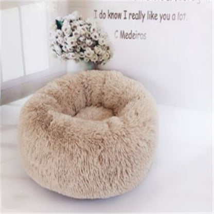 Cat's round, long, hairy nest pad mattress