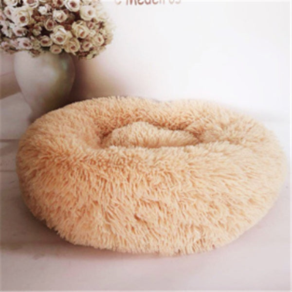 Cat's round, long, hairy nest pad mattress