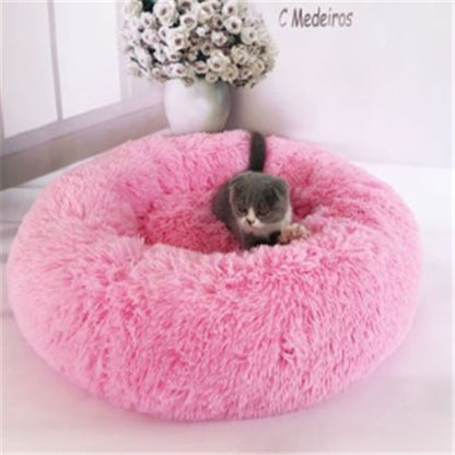 Cat's round, long, hairy nest pad mattress