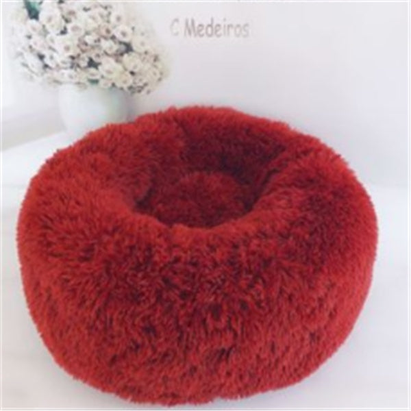 Cat's round, long, hairy nest pad mattress