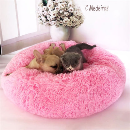 Cat's round, long, hairy nest pad mattress