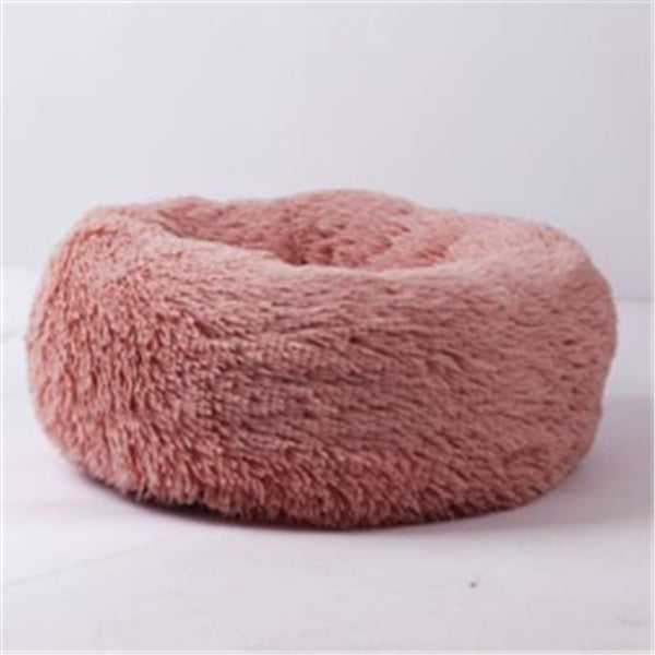 Cat's round, long, hairy nest pad mattress